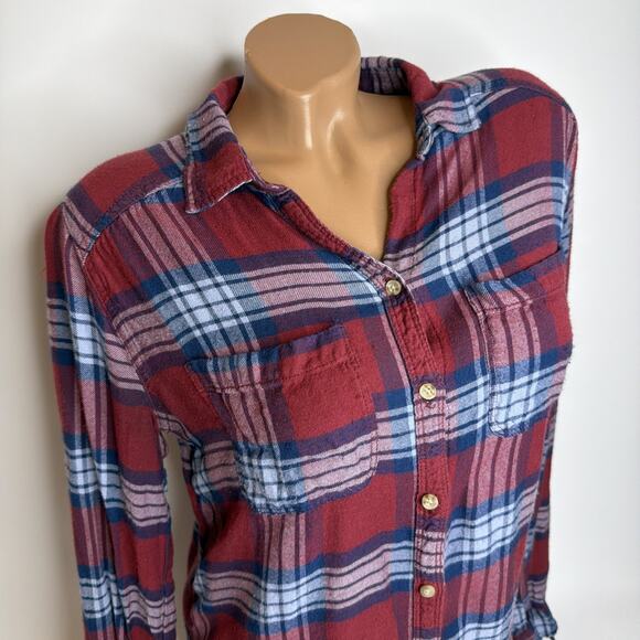 Vintage Abercrombie & Fitch Women M Flannel Top Soft Long sleeve Shirt Y2k READ - Picture 5 of 13